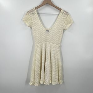 Urban Outfitters "Sparkle & Fade" Fit & Flare Minidress - Medium, Cream